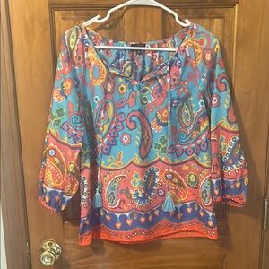 Talbots Paisley 3/4 Sleeve Blouse